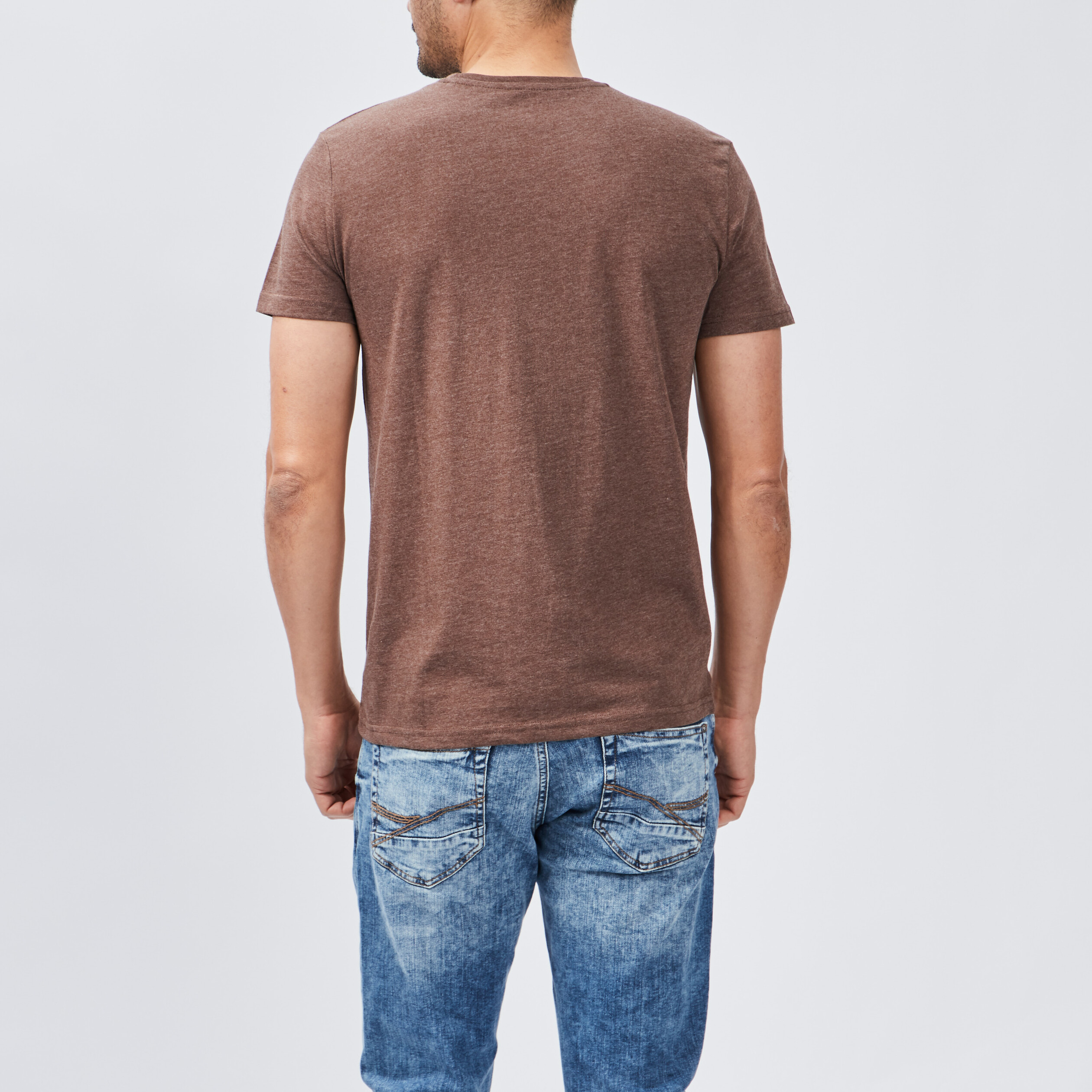 T-shirt droit manches courtes marron homme | La Halle
