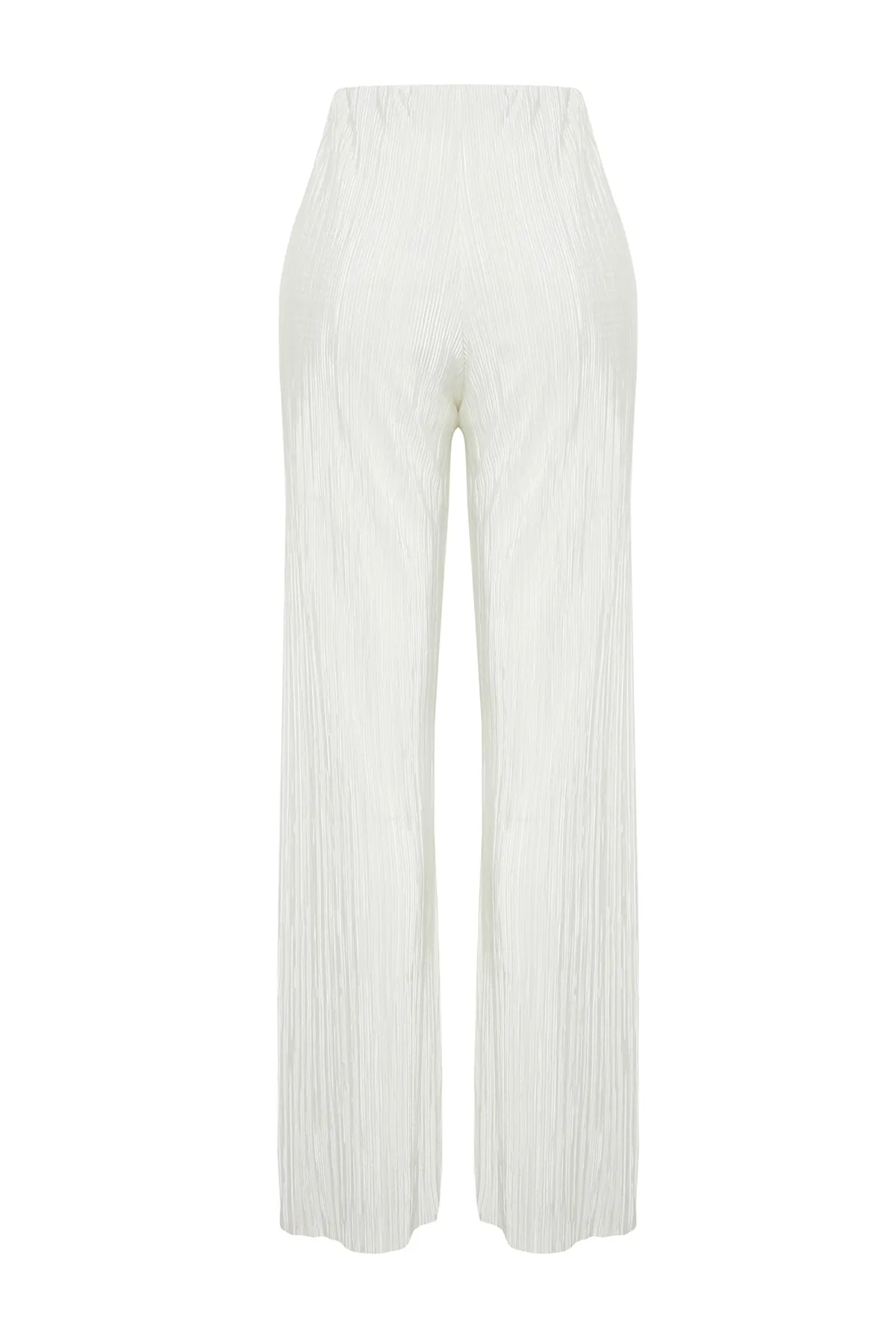Trendyol Collection  Weiße Stretch-Strickhose mit Bügelfaltenfutter TWOSS24PL00033