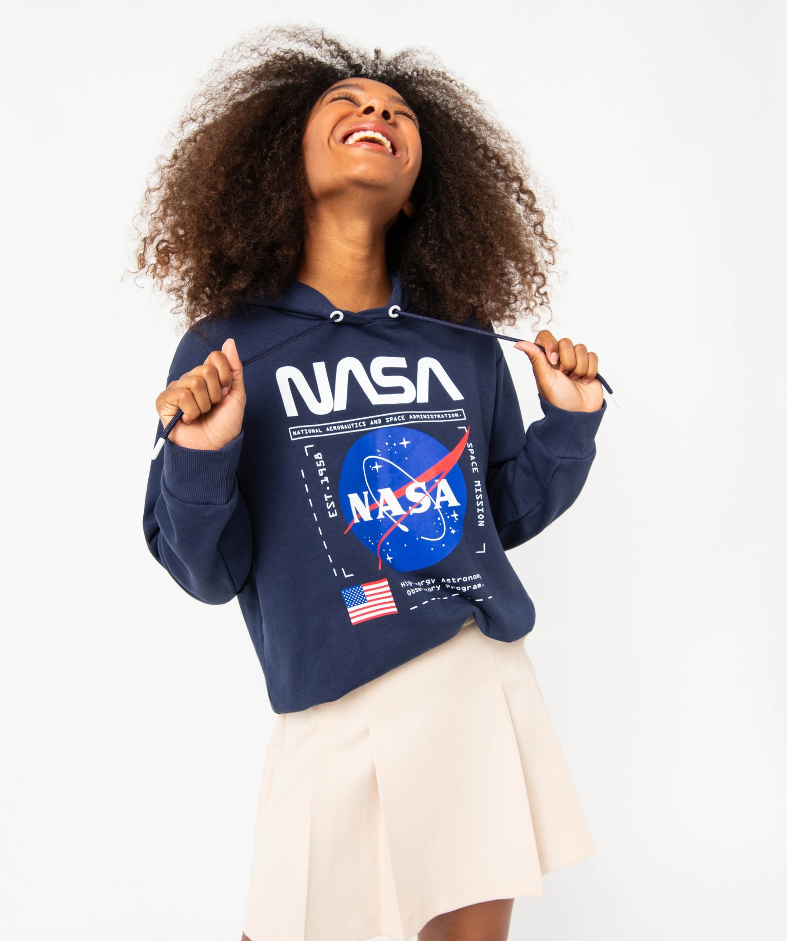 Sweat à capuche avec motif Nasa femme marine | GEMO