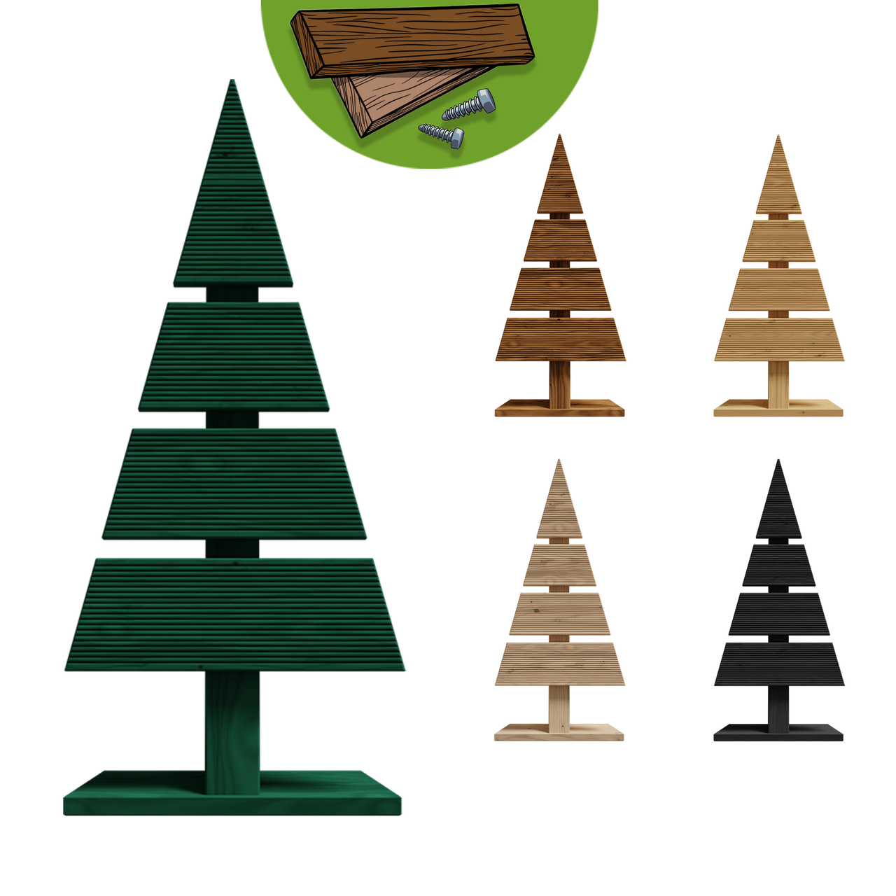 Pemicont Floranica Holz-Weihnachtsbaum DIY Dekobaum Tanne 60x27cm Weihnachtsdekoration Grün