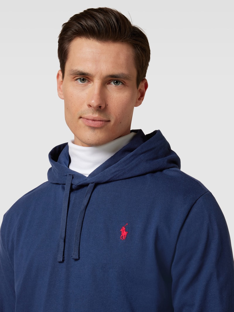Hoodie mit Logo-Stitching in marineblau