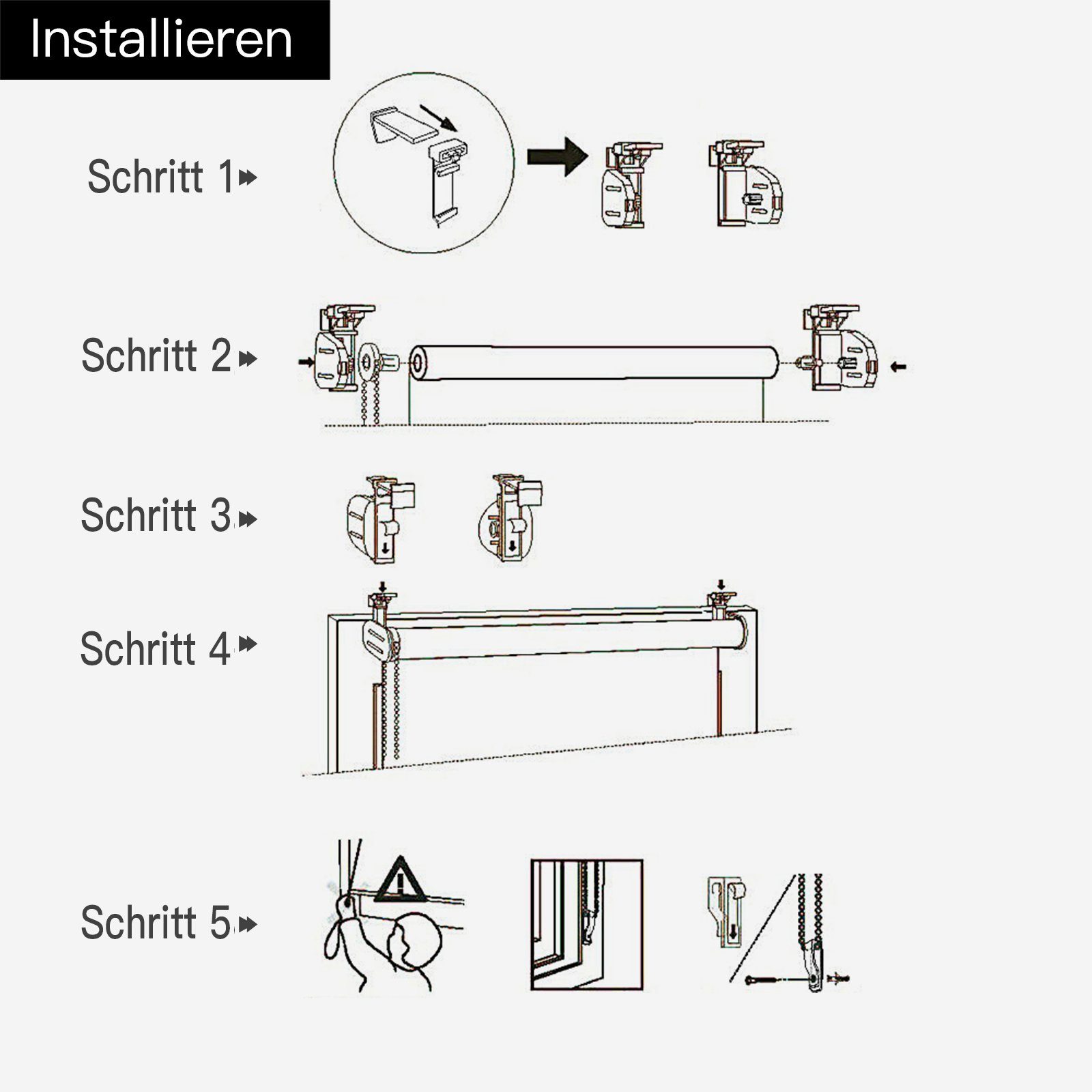 Seitenzugrollo Verdunkel, Klemmfix, Hitzeschutz Rollo, i@home, verdunkelnd, mit Klemmträgern, freihängend, klemmfix, ohne Bohren