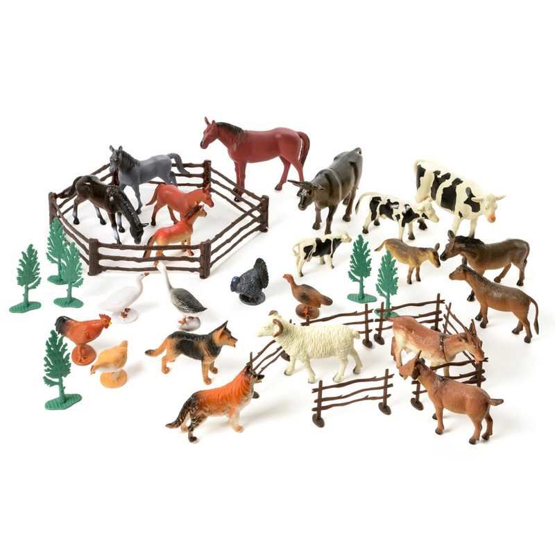 Grand baril de figurines d'animaux de la ferme Oxybul