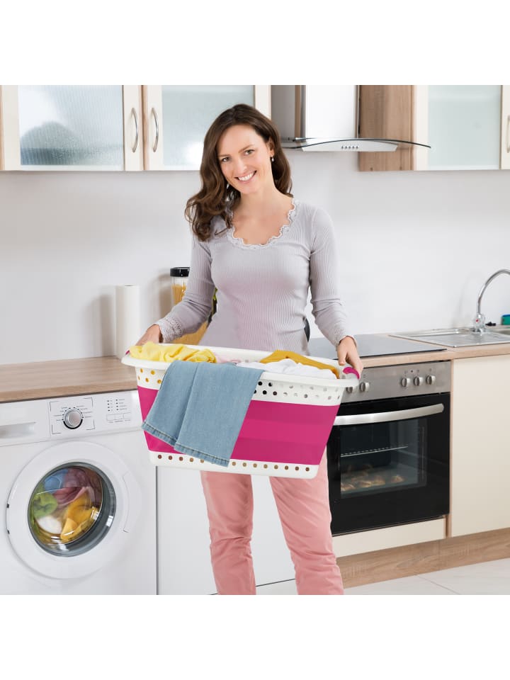 relaxdays Wäschekorb in Pink - (B)61 x (H)27 x (T)45,5 cm günstig kaufen onesize