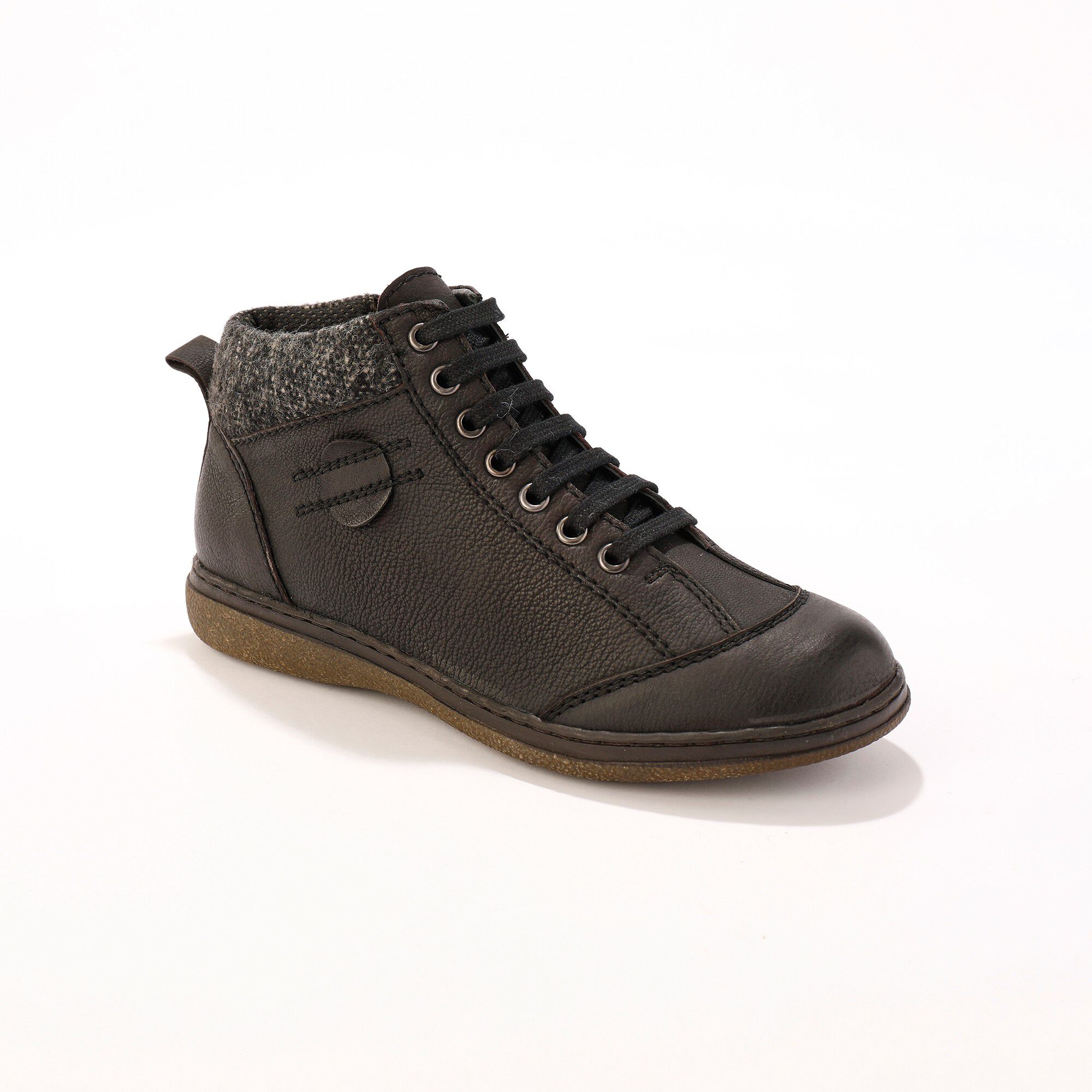 Boots détente lacées et zippées en cuir