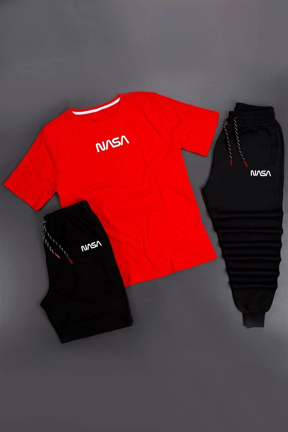 trendypassion  3-teilige Unisex-Trainingsanzug-Set-Kombination mit Nasa-Aufdruck