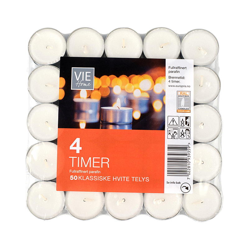 Vie Home Telys 50-pk 4 timer parafin alukopp