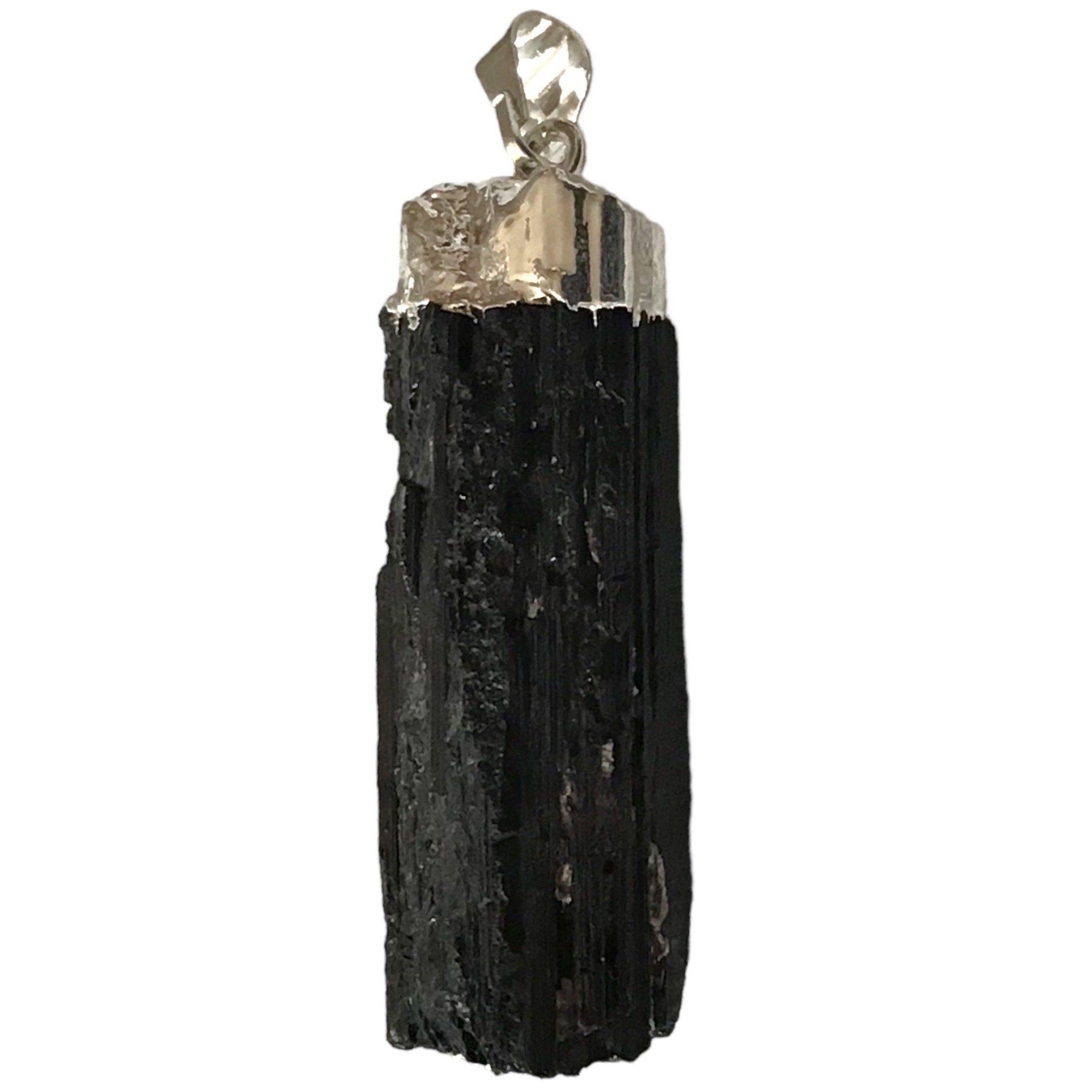 Steinfixx® Amulett Set Silberner Turmalin (Schörl) Schutzanhänger - natürliches Schutzamulett (Set Anhänger und Kette, 1-tlg., Silberner Turmalin (Schörl) Anhänger, Lederband mit Edelstahl Karabinerhaken), Naturschmuck, Silberschmuck, Schutzamulett