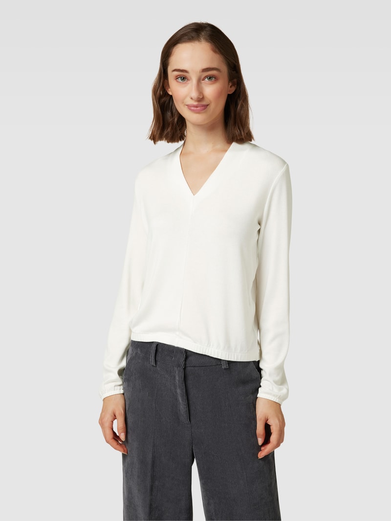 Strickpullover mit V-Ausschnitt Modell 'Sabira' in offwhite