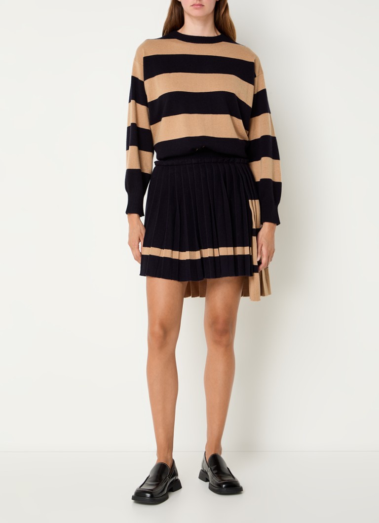 Calças minissaia MaxMara Sava em malha fina, confeccionadas em mistura de lã e cashmere com estampa listrada.