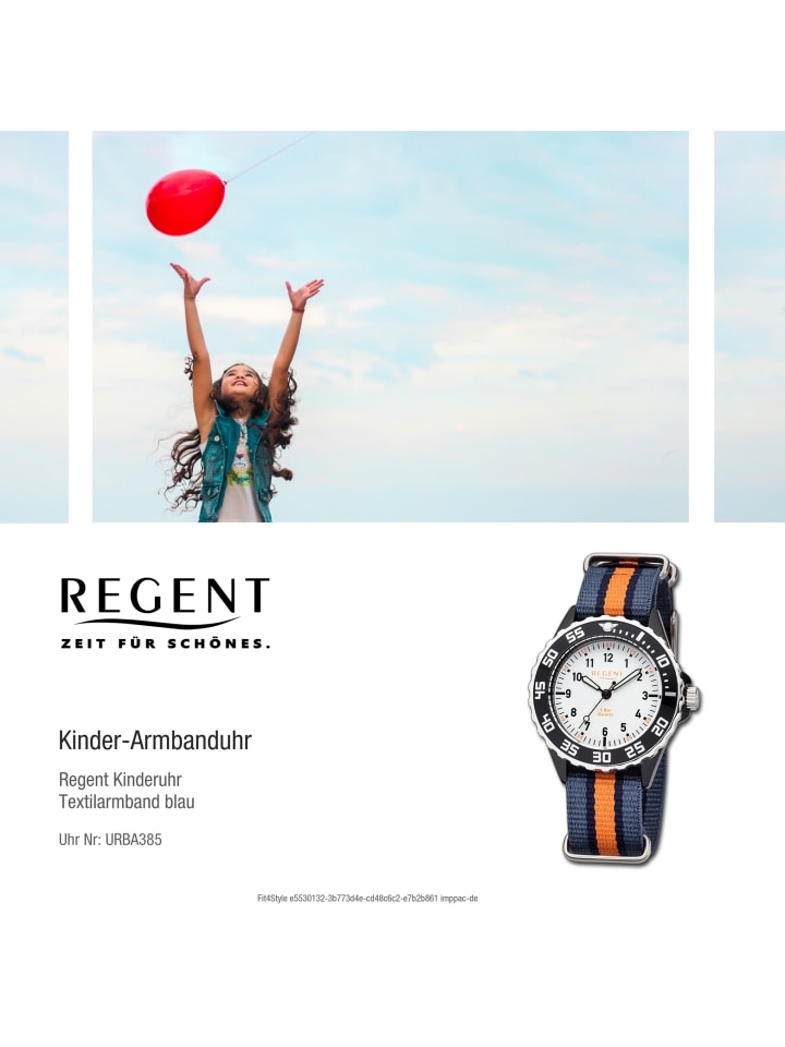 Regent Analog-Armbanduhr Regent Kinderuhren blau, orange mittel (ca. 35mm) günstig kaufen onesize