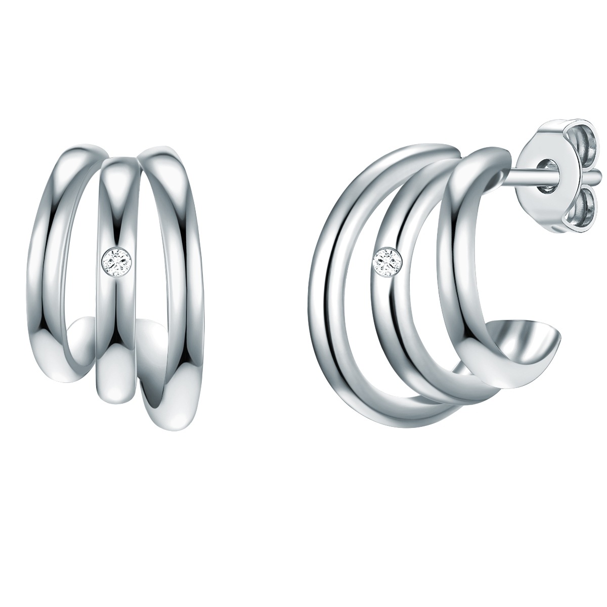 Diamant-Ohrstecker Sterling Silber Diamant in Silber