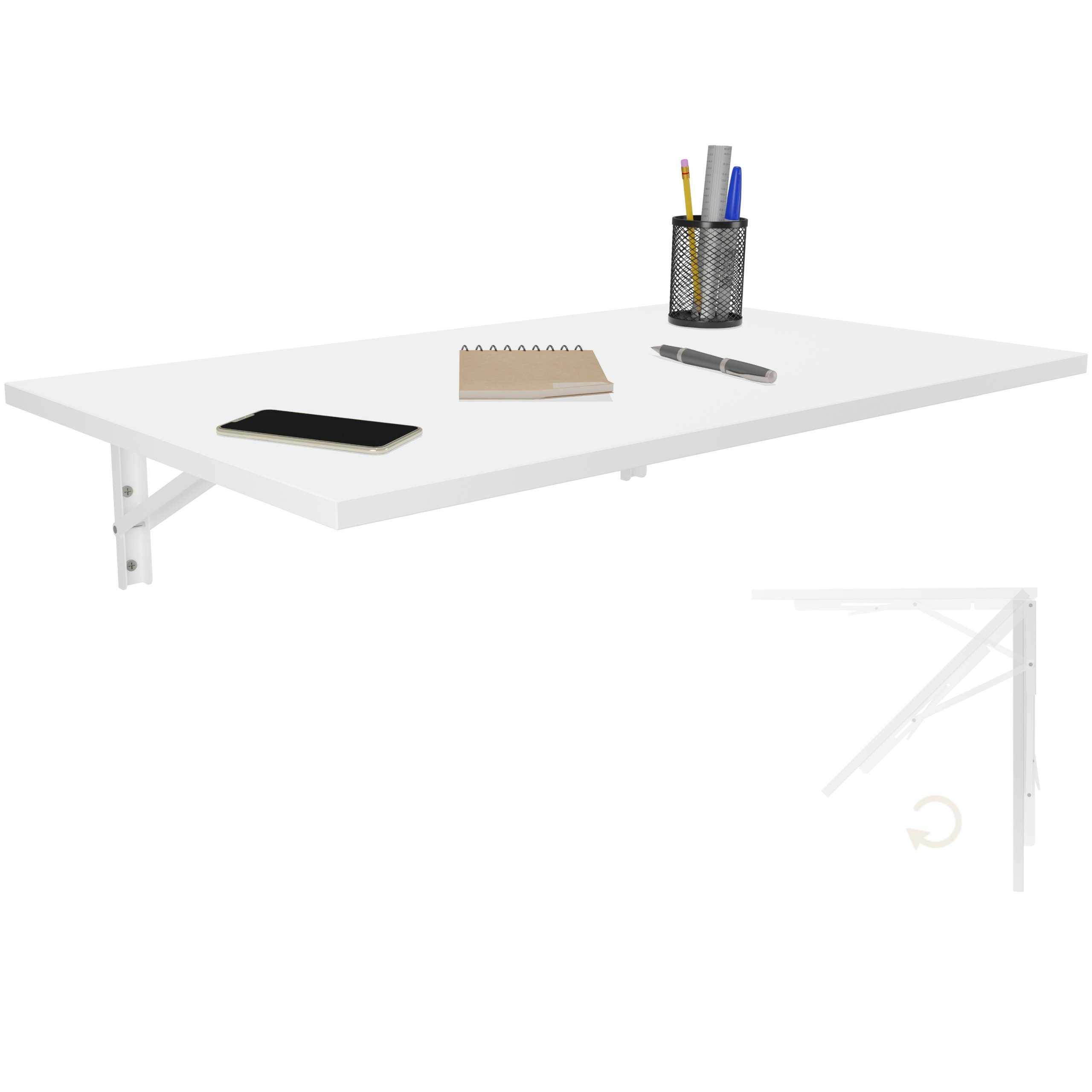 KDR Produktgestaltung Klapptisch 80x50 Wandklapptisch Esstisch Küchentisch Schreibtisch Wand Tisch, Weiß