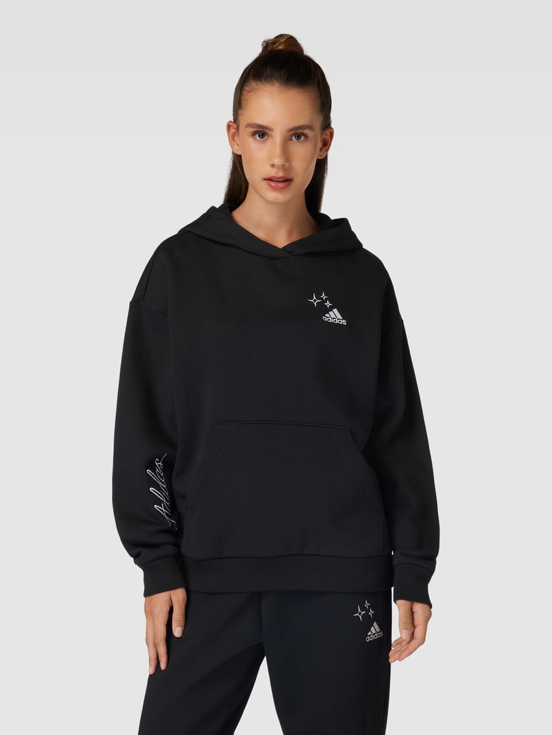 Hoodie mit Label-Stitching in schwarz