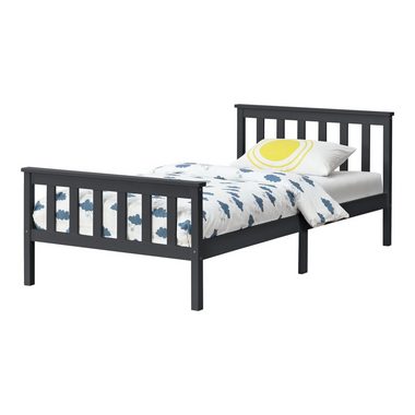 en.casa Holzbett, Breda Gästebett Jugendbett mit Lattenrost 90x200 cm Dunkelgrau