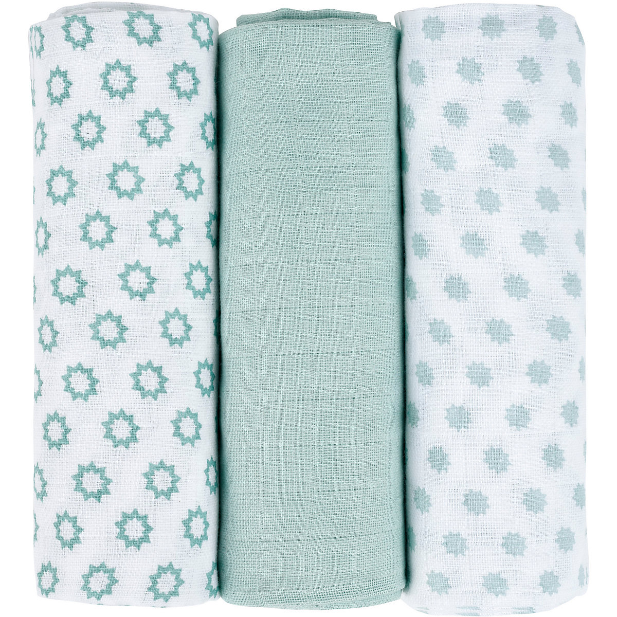 Mulltuch/Spucktuch Little Chums Stars light mint, 85 x 85 cm, 3 Stück