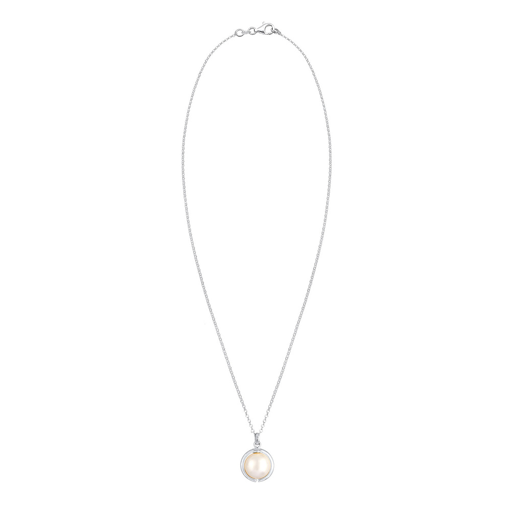 Elli Elli Collier Femmes Pendentif Rond Classique avec Perle Synthétique en Argent 925 collier