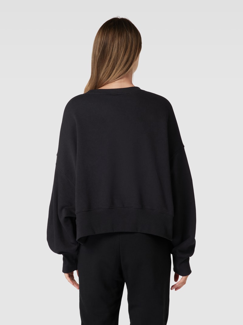 Cropped Sweatshirt mit Label-Stitching in schwarz