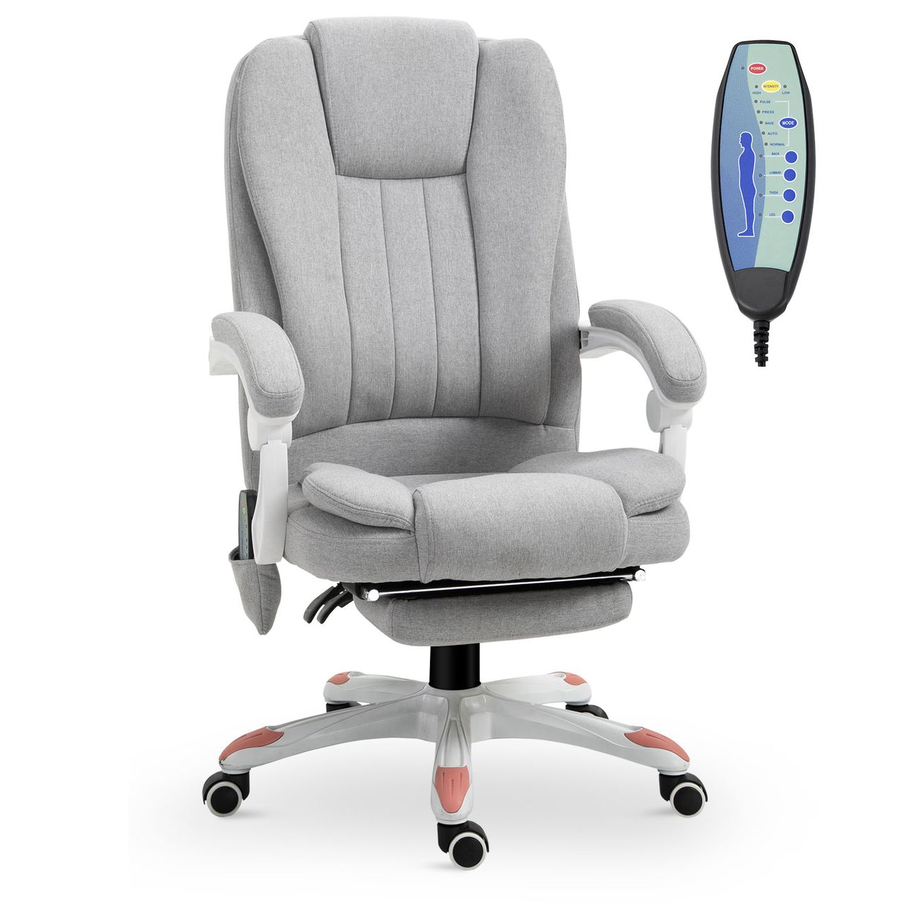 Vinsetto Massage Sessel Bürostuhl Gaming Stuhl Polyester Schaumstoff Nylon Grau