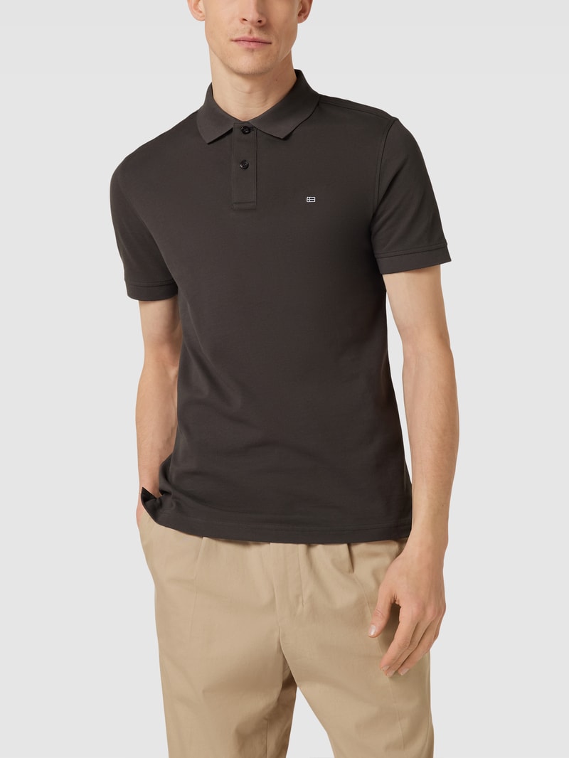 Poloshirt mit Label-Stitching in anthrazit