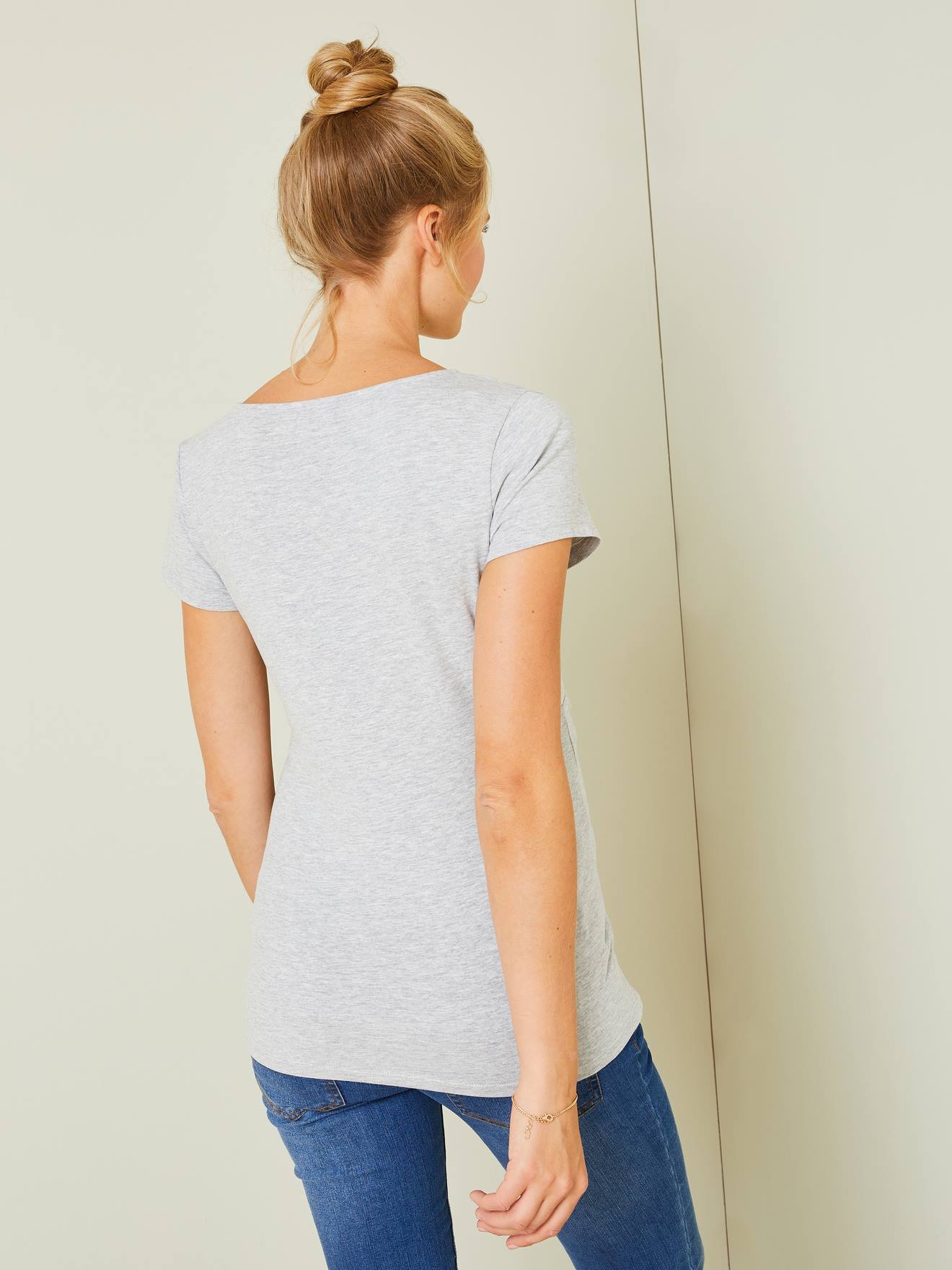Lot de 2 T-shirts cache-coeur grossesse et allaitement noir