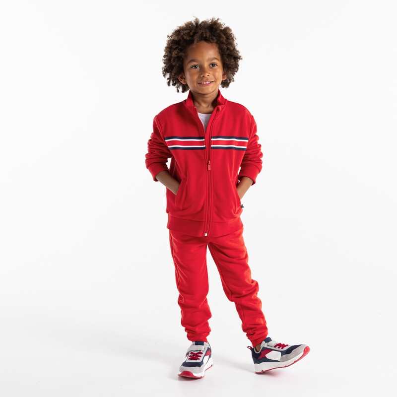 Sweat-shirt zippé col montant rouge garçon