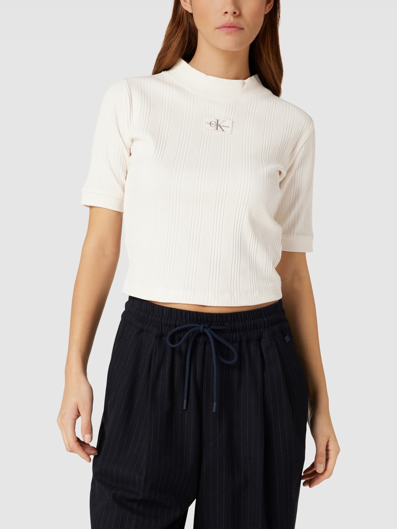 T-Shirt in Ripp-Optik Modell 'BADGE RIB SHORT SLEEVE' in offwhite