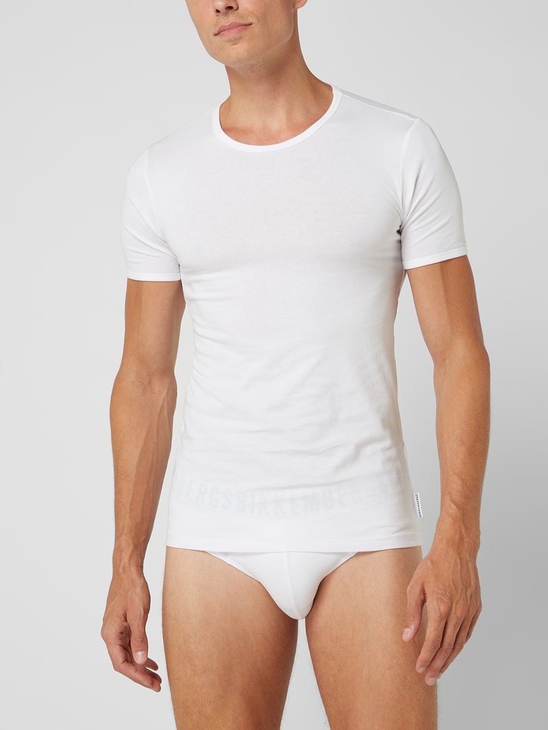 T-Shirt mit Stretch-Anteil im 2er-Pack in weiß