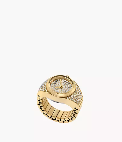 Fossil Ringuhr 3-Zeiger-Werk Edelstahl goldfarben