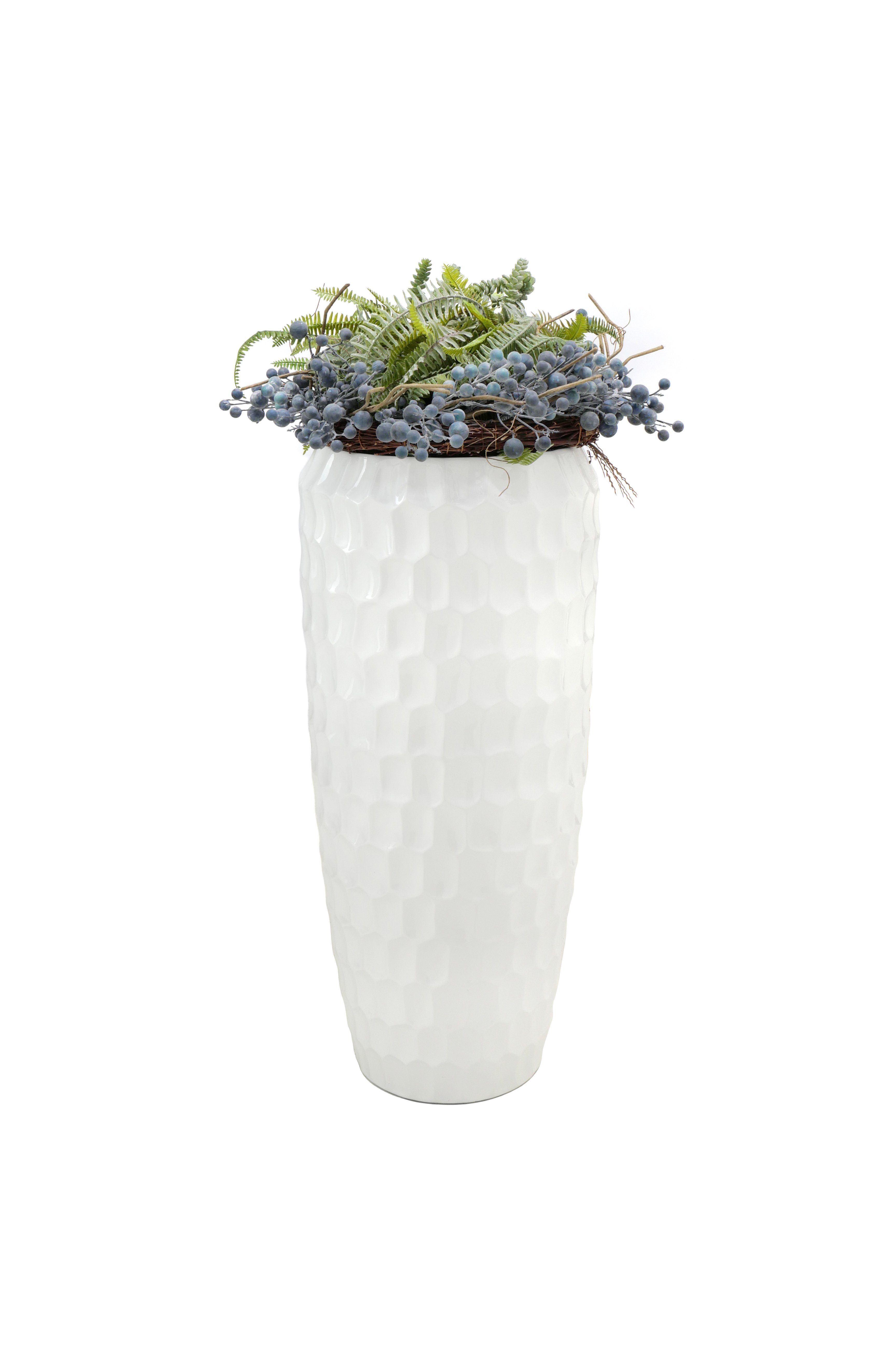 Flingora Bodenvase Celice, mit Einsatz - Fiberglas - Indoor & Outdoor - Weiß - Höhe 75 cm