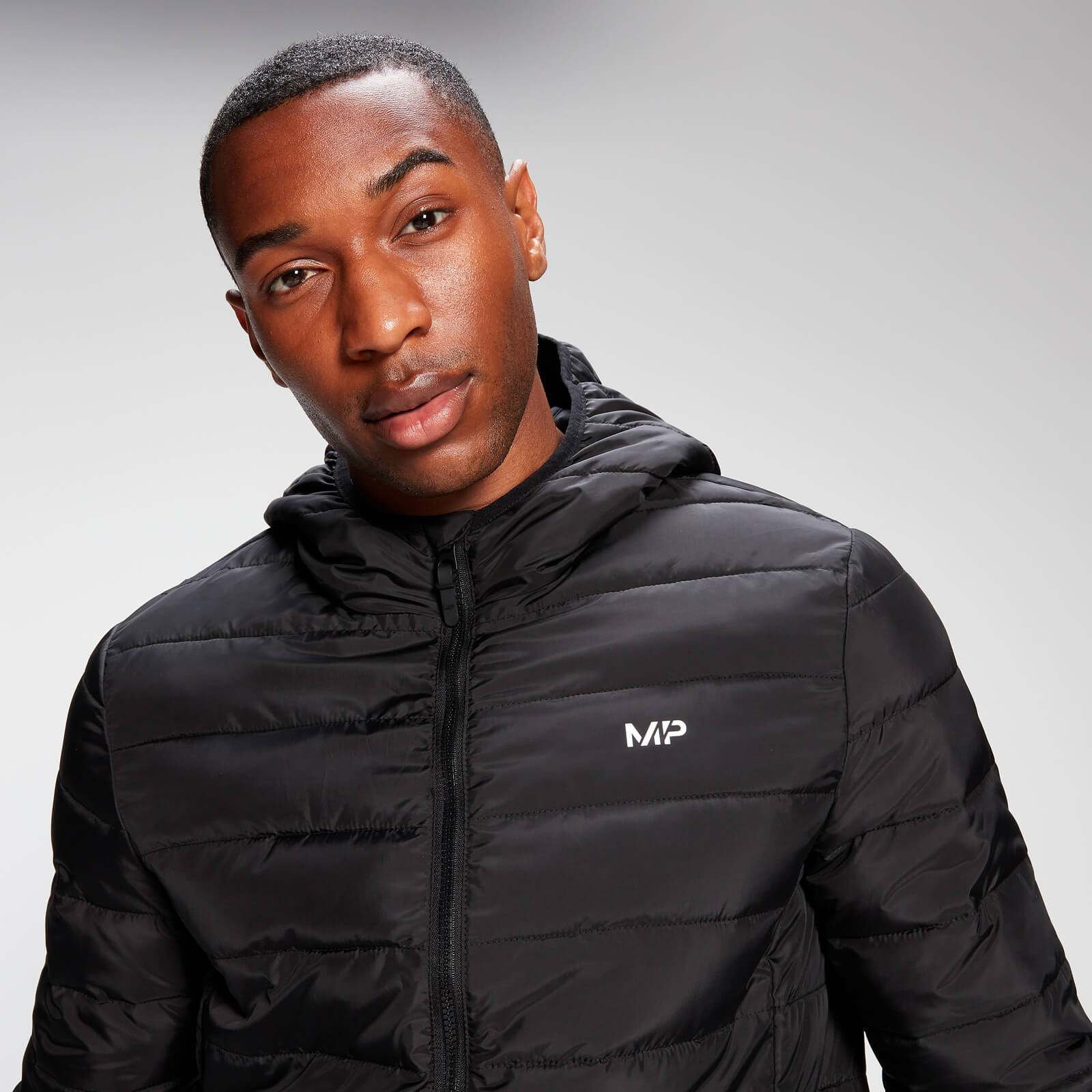 MP Men's Lightweight Hooded Packable Puffer Jacket - Black