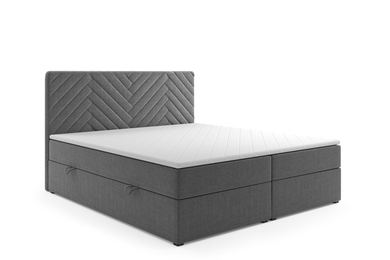 Möbel Punkt Boxspringbett MALIBU mit Bettkasten 180 x 200 cm Webstoff Anthrazit Bett Bettkasten