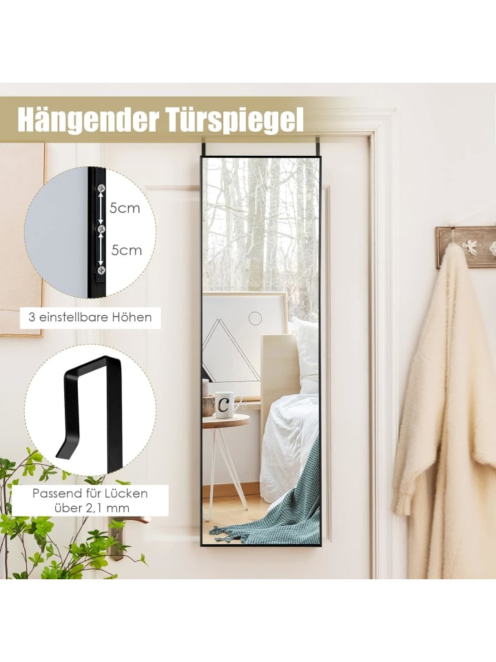COSTWAY Wandspiegel 37 x 120cm in Schwarz günstig kaufen 120 cm