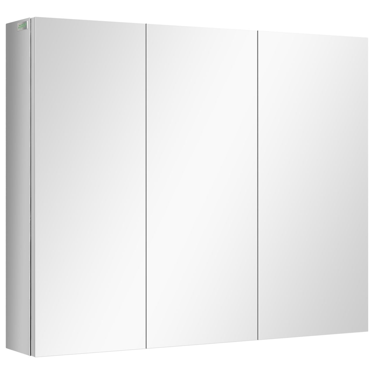 kleankin Spiegelschrank, Hängeschrank, Badezimmerschrank mit 3 Türen, Edelstahl