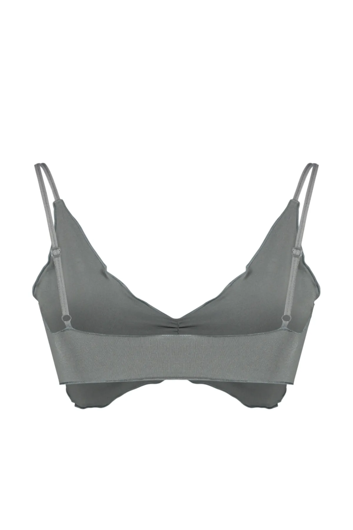 Trendyol Collection  Grauer nahtloser/nahtloser Strick-BH mit Seilträgern und ohne Kappe THMAW24SU00033