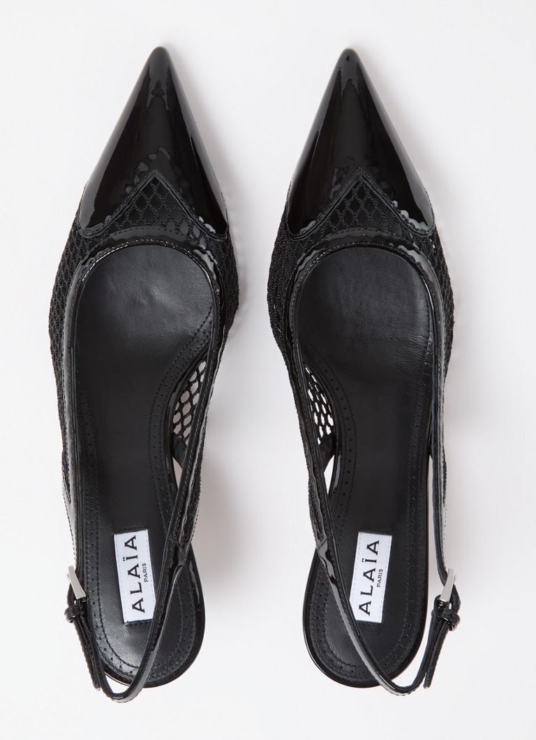 Pantofi cu toc tricotat Alaïa și detalii din piele de vițel