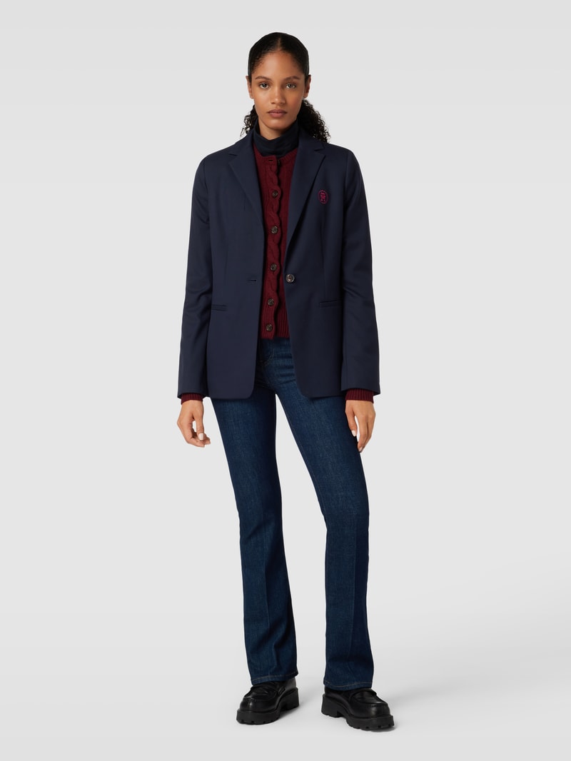 Blazer mit Knopfverschluss und Label-Stitching in marineblau