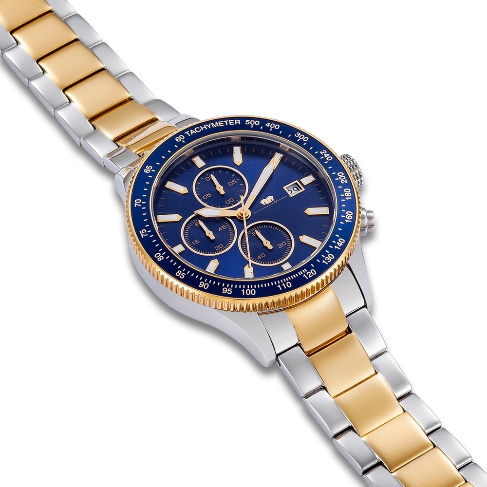 Rhodenwald & Söhne Chronographe Karthago II en Argent Acier inoxydable en Argent/or jaune Montre