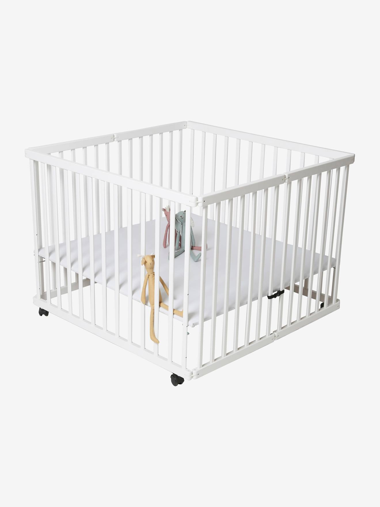Vertbaudet Baby Laufgitter aus Holz, klappbar - weiß