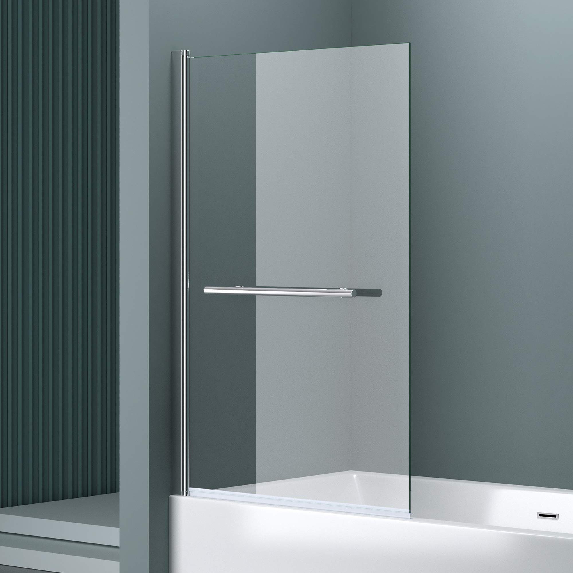 doporro Badewannenaufsatz Design Duschabtrennung Cortona1121 Badewannenaufsatz 6mm ESG-Sicherheitsglas inkl. Nanobeschichtung, Badewannenfaltwand, Einscheibensicherheitsglas