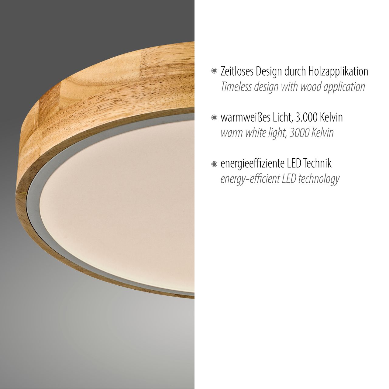 JUST LIGHT LED Deckenleuchte BILA, 1xLED-Board/24W, 3000K, rund, Weiss