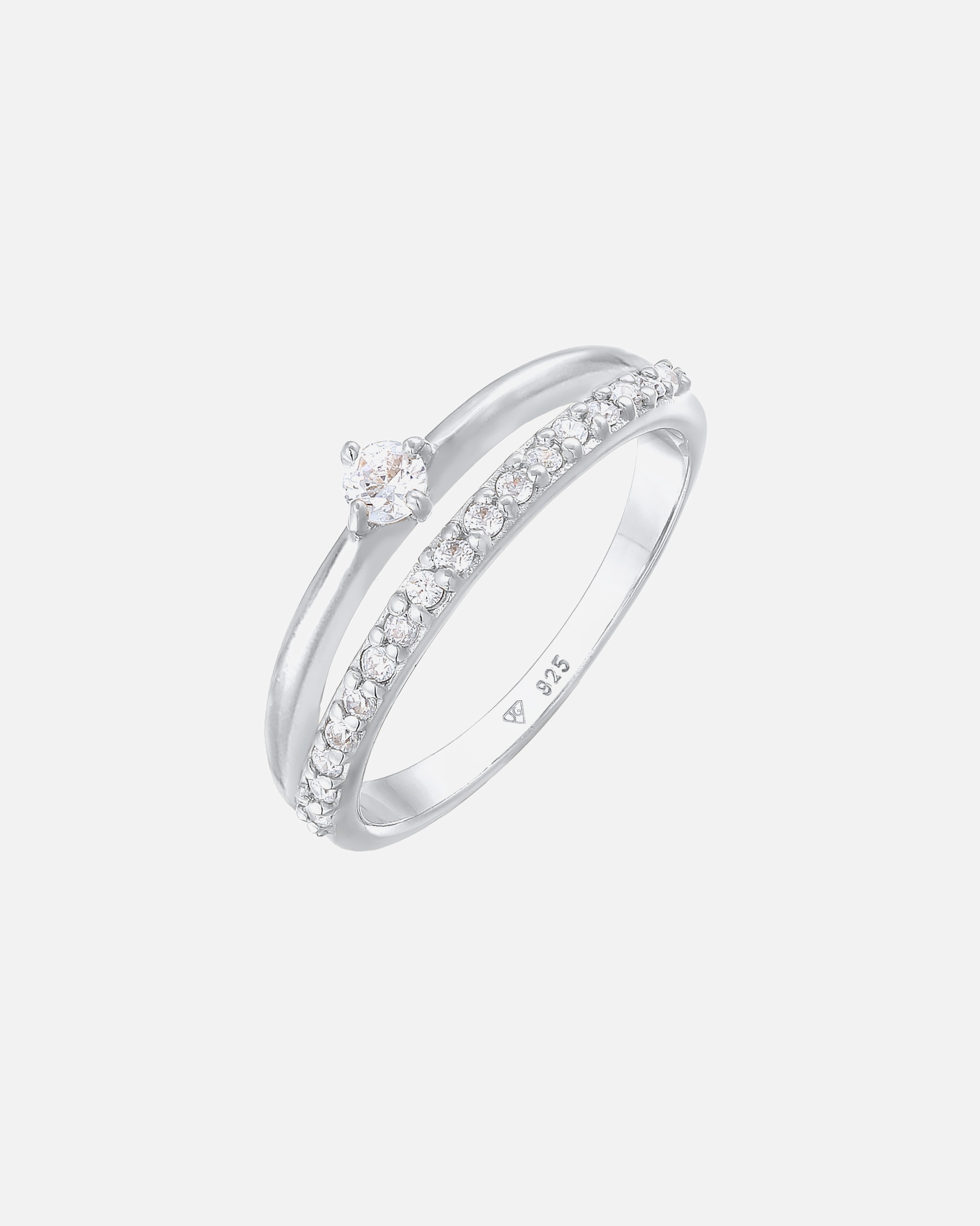 Elli Women's Sparkling Solitaire Engagement Ring with Cubic Zirconia Crystals in 925 Sterling Silver
