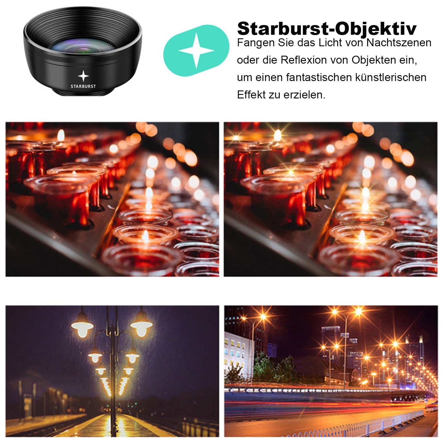 Dedom Objektive für Mobiltelefone, 7 in 1 Handy Objektiv Kit, Ultra-Weitwinkelobjektiv, (Universal Handy Objektiv, mit Reißverschlusstasche)