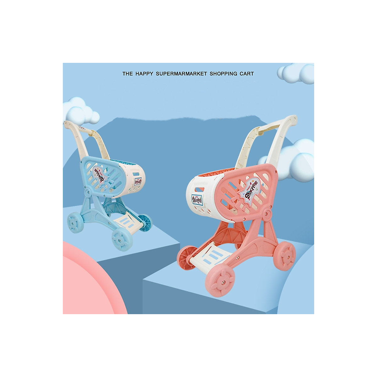 Kindersimulations-Einkaufswagen-Spielhausspielzeug Simulation Baby Trolley Supermarkt Einkaufswagen Spielzeug