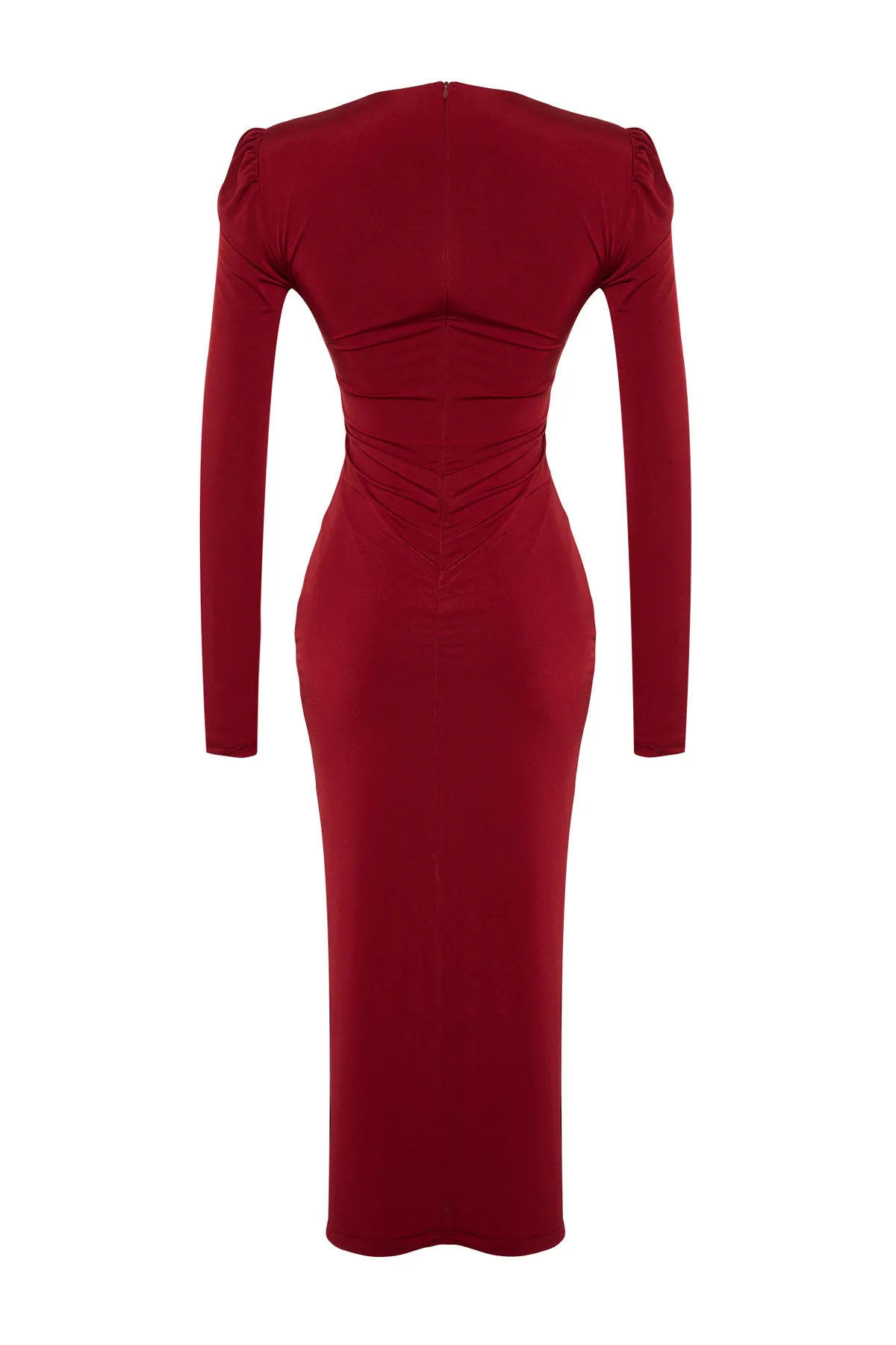 Trendyol Collection  Burgunderfarbenes, tailliertes, gestricktes, elegantes Abendkleid TPRAW24EL00079