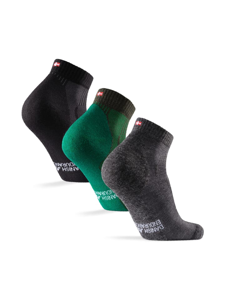 DANISH ENDURANCE Wandersocken Merino Hiking Low in black/green/grey günstig kaufen