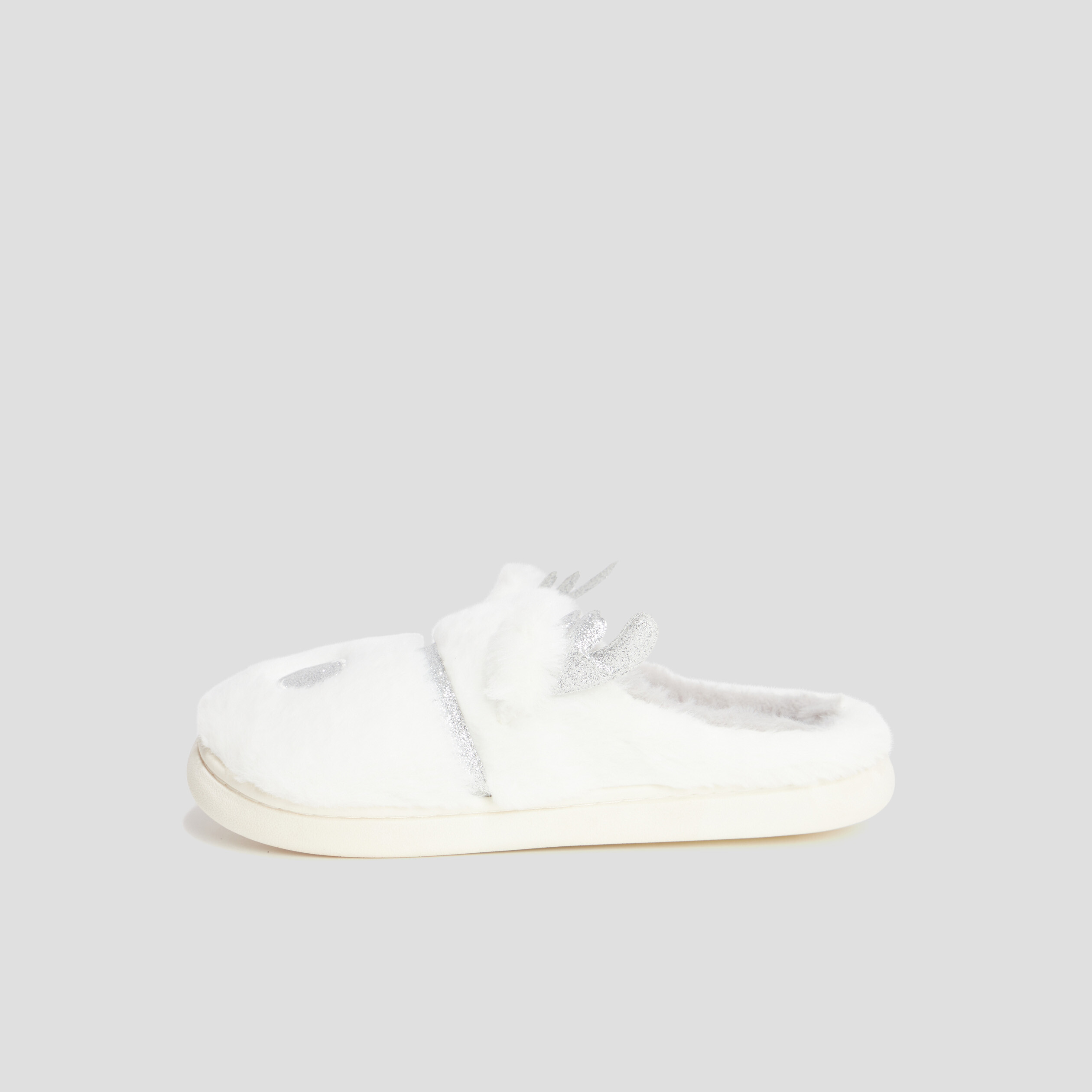 Chaussons mules fausse fourrure blanc femme | La Halle