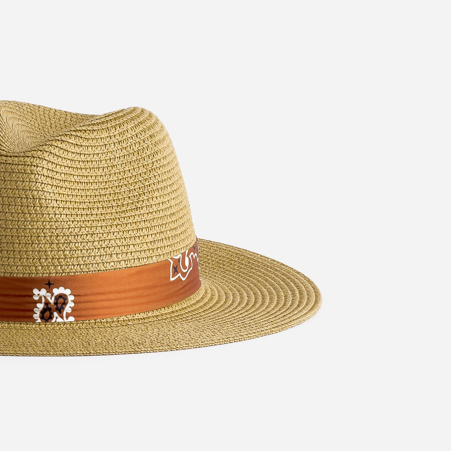 Chapeau TEXTO beige foncé galon camel