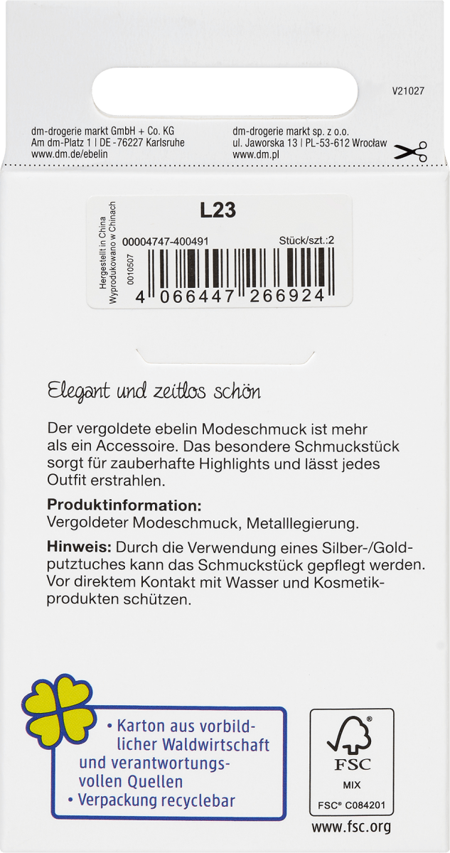 Creolen viereckige Form mit Zirkoniasteinen / vergoldeter Modeschmuck, 2 St