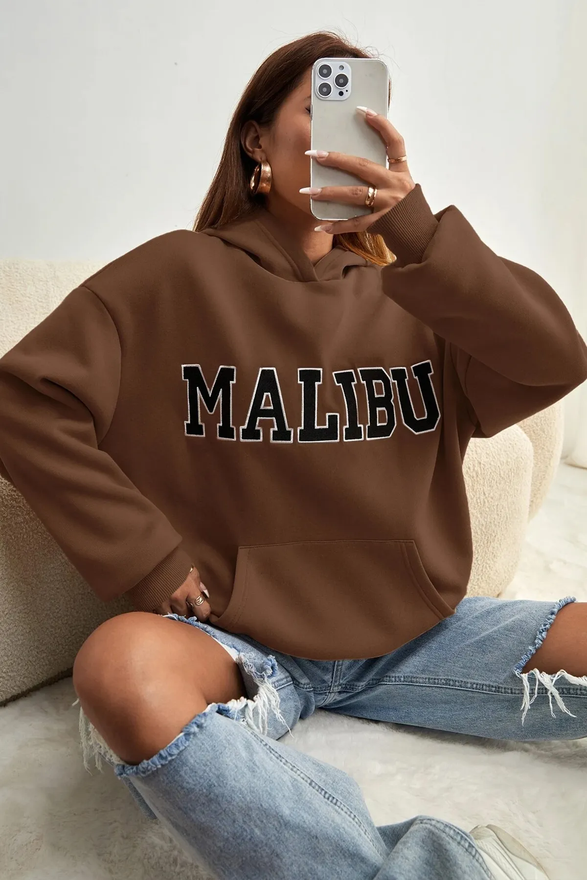 uyguntarz  Unisex-Sweatshirt mit Malibu-Aufdruck in Übergröße